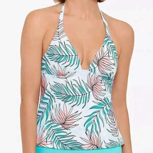 SALT + COVE Pastel Floral Halter Tankini Top, Small